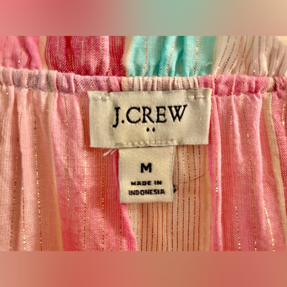J. Crew Pink, Periwinkle, Turquoise & White Striped Cover-up Dress SIZE MEDIUM - Picture 2 of 9
